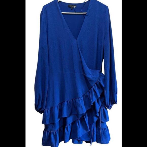 NWT 1.State Royal Blue  Dress Large Ruffle Flowy - Picture 1 of 4
